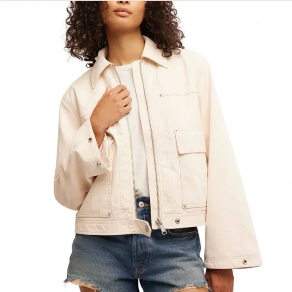 FREE PEOPLE WE THE FREE Blair Vegan Suede Jacket In Sea salt - Picture 5 of 15